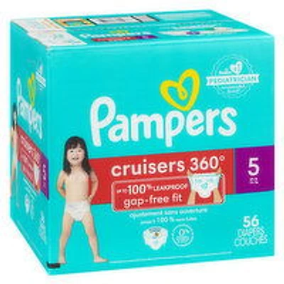 Pampers - Cruisers 360 Fit Diapers - Size 5 Super Pack, 56 Each