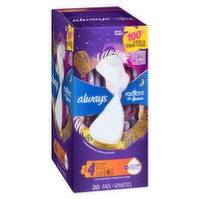 Always - Radiant Size 4 Overnight Pad, 20 Each