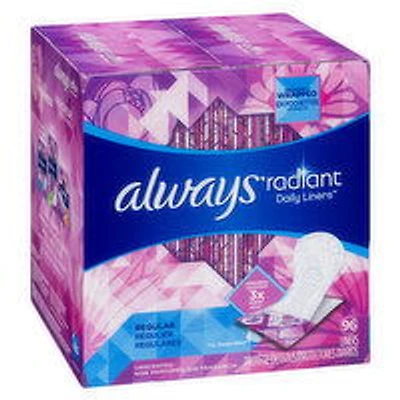 Always - Radiant Pantiliners Regular Unscented, 96 Each
