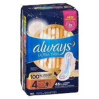 Always - Ultra Thin Overnight Pads, Size 4-5, 26 Each