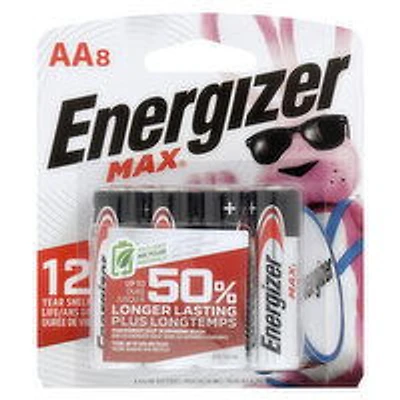 Energizer - Max+PowerSeal Alkaline Batteries - AA8, 8 Each
