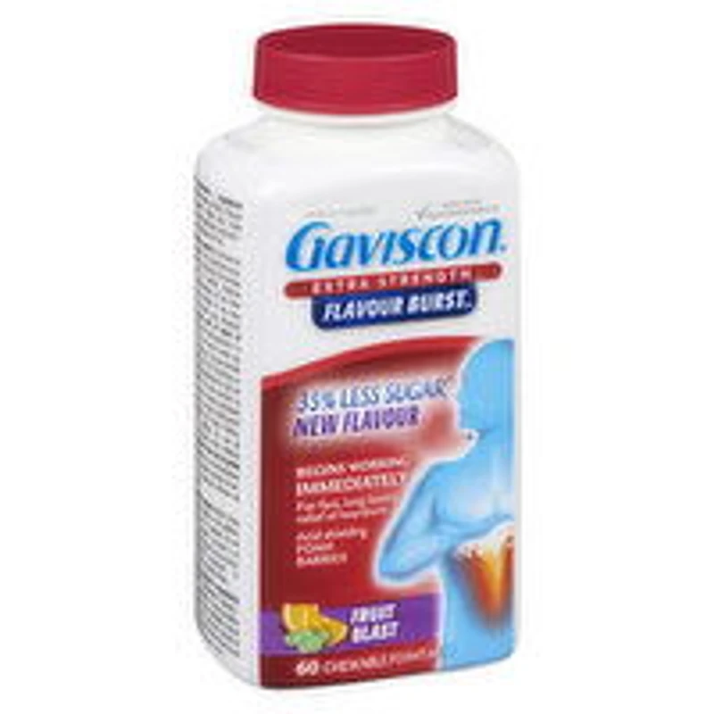 Gaviscon - Exta Strnth Flavour Burst Tblt, 60 Each