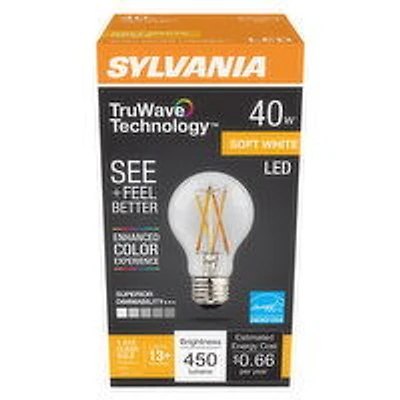Sylvania - LED 40W A19 Soft White Clear Bulb, 1 Each