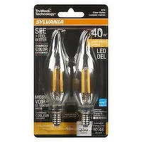 Sylvania - LED 40W B10 Soft White Dimmable Bulbs, Candelabra Base Clear, 2 Each
