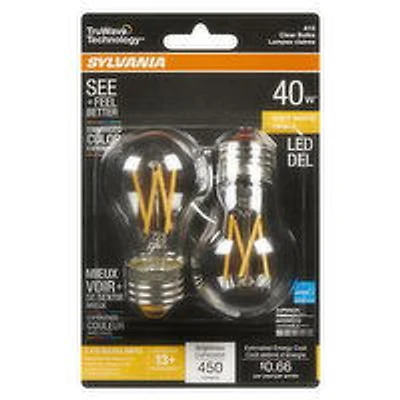 Sylvania - LED 40W A15 Soft White Bulbs Clear, 2 Each