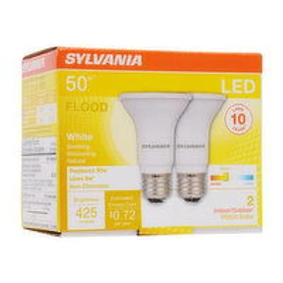 Sylvania - LED 50W Flood PAR20 White Non-Dimmable, 2 Each