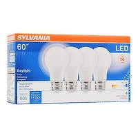 Sylvania - LED 60W A19 Daylight Non-Dim F, 4 Each