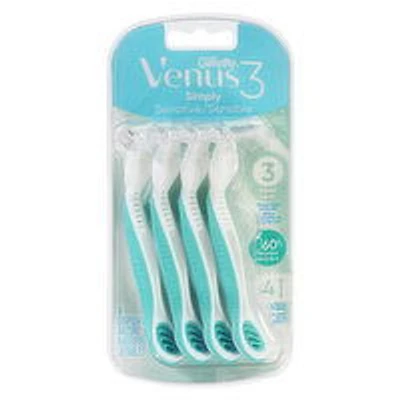 Venus - Simply3 Sensitive Disposable Razor, 4 Each