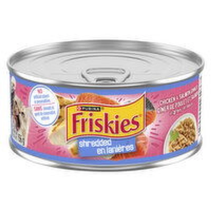 Purina - Friskies Wet Cat Food, Shredded Chicken & Salmon Dinner, 156 Gram