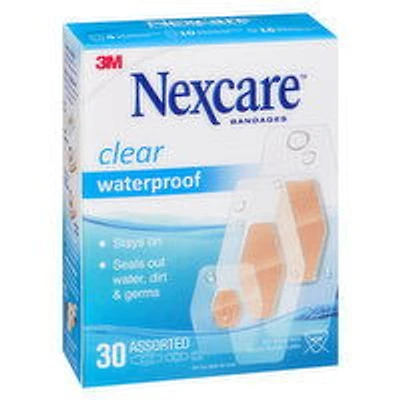 Nexcare - Clear Waterproof Bandages, Assorted Sizes, 30 Each