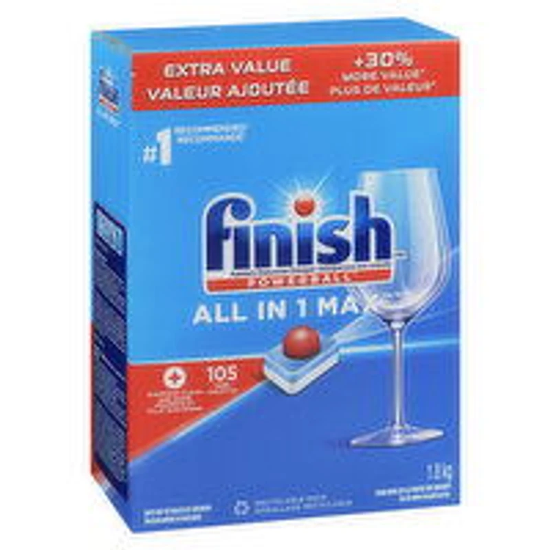 Finish - Dishwasher Detergent Tabs All In 1 Max, 105 Each