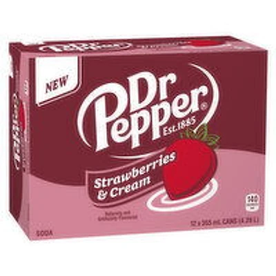 Dr. Pepper - Strawberries & Cream Soda, 355mL Cans, 12 Each