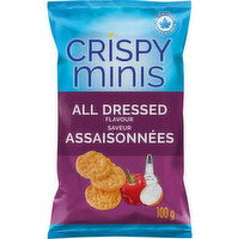 QUAKER - Crispy Minis, All Dressed Flavour Brown Rice Chips, 100 Gram