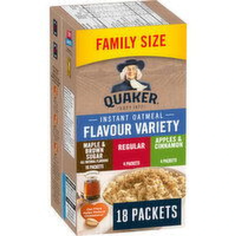 QUAKER - Instant Oatmeal Flavour Variety 18ct Pack, 694 Gram