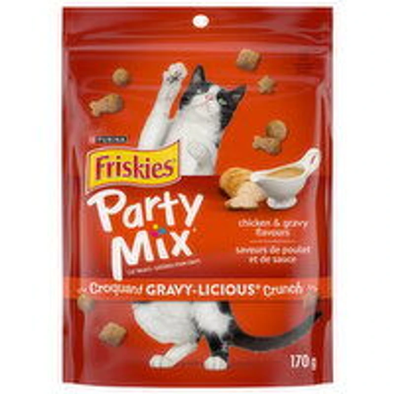Purina - Friskies- Party Mix Gravy-Licious Crunch Chicken & Gravy Flavours Cat Treats, 170 Gram