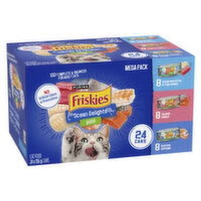 Purina - Friskies Ocean Delights Pate Wet Cat Food, Variety Pack 156g Cans, 24 Each