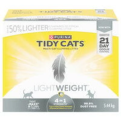 Purina - Tidy Cats LightWeight 4-in-1 Strength Multi-Cat, Clumping Cat Litter 5.44 kg, 5.44 Kilogram