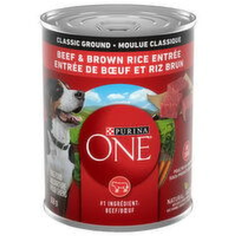 Purina - ONE  Classic Ground Beef & Brown Rice Entre, Wet Dog Food ., 368 Gram