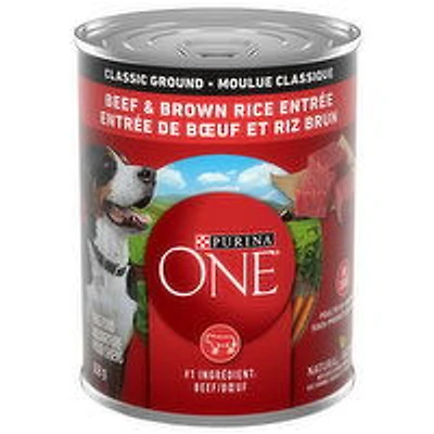 Purina - ONE  Classic Ground Beef & Brown Rice Entre, Wet Dog Food ., 368 Gram