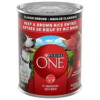 Purina - ONE  Classic Ground Beef & Brown Rice Entre, Wet Dog Food ., 368 Gram