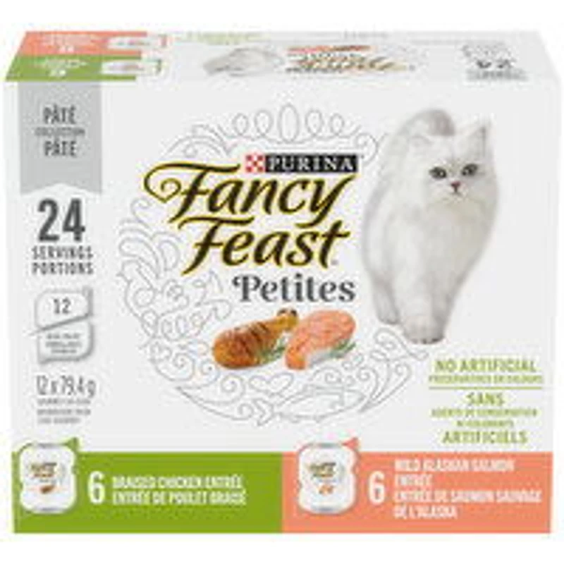 Purina - Fancy Feast Petites Pate Collection Wet Cat Food, Variety Pack 79.4g Cans, 12 Each