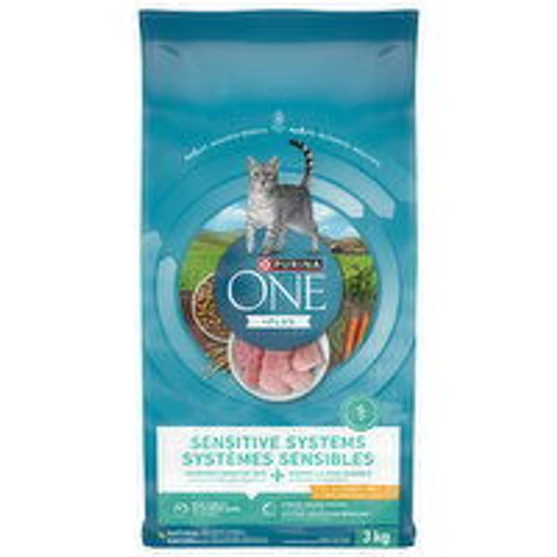 Purina - ONE +Plus Sensitive Systems Turkey, Dry Cat Food, 3 Kilogram
