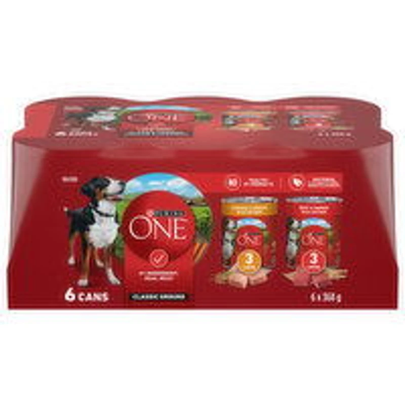 Purina - ONE - Classic Ground Variety Pack Chicken & Beef, Wet Dog Food, 6 Each