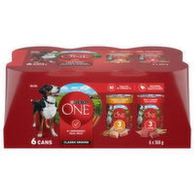 Purina - ONE - Classic Ground Variety Pack Chicken & Beef, Wet Dog Food, 6 Each