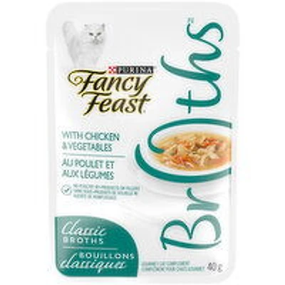 Purina - Fancy Feast Classic Broths with Chicken & Vegetables, Cat Food Complement, 40 Gram