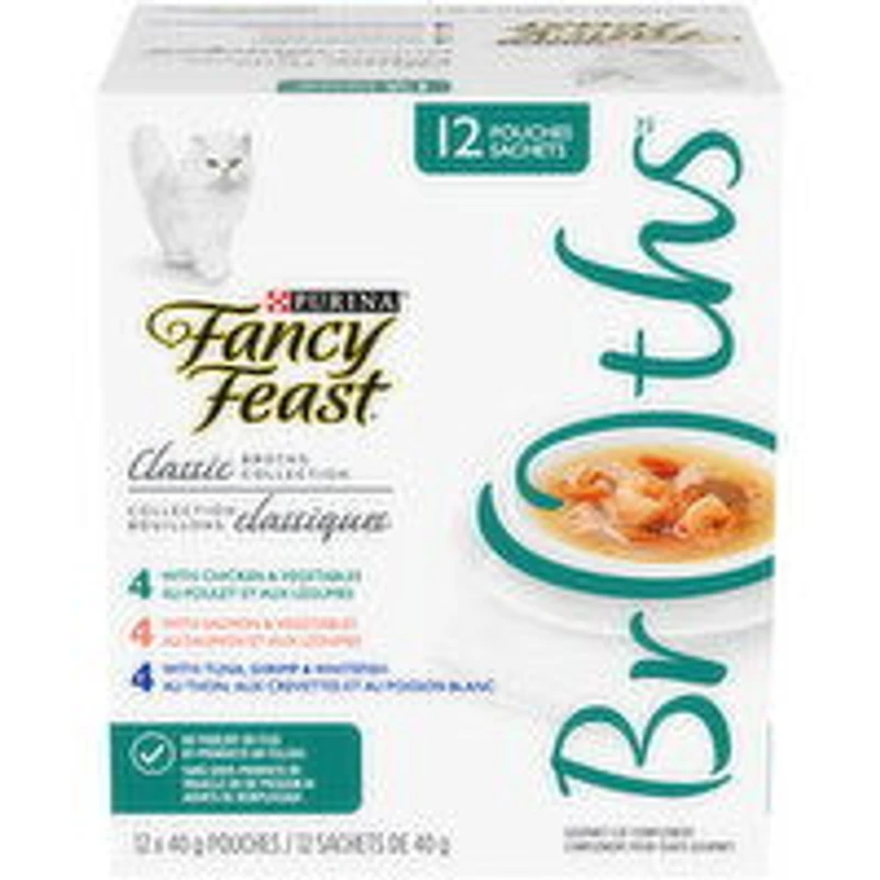 Purina - Fancy Feast - Classic Broths Collection Variety Pack, Cat Food Complement, 480 Gram