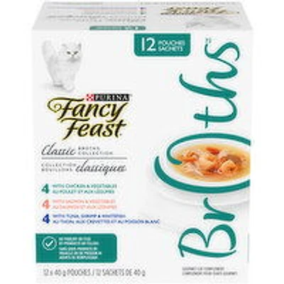 Purina - Fancy Feast - Classic Broths Collection Variety Pack, Cat Food Complement, 480 Gram
