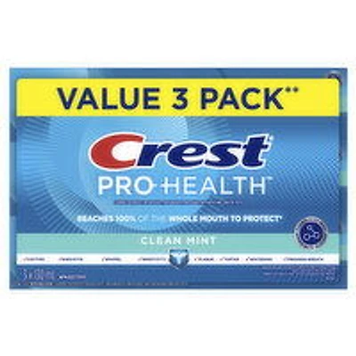Crest - Pro Health Clean Mint Gel Toothpaste, Value Pack, 3 Each