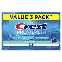 Crest - Pro Health Clean Mint Gel Toothpaste, Value Pack, 3 Each