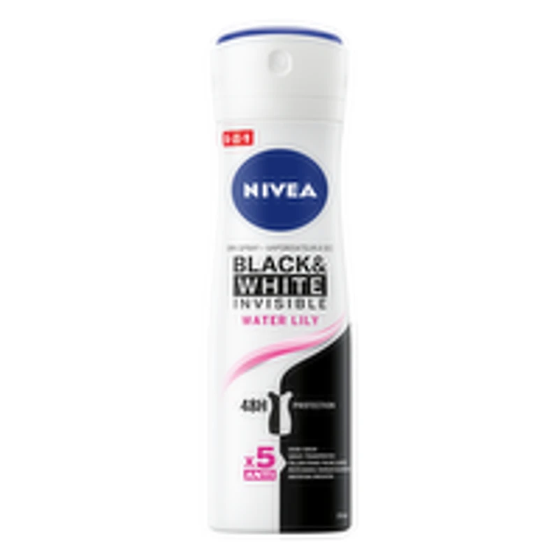 Nivea - Black & White Invisible Dry Spray, Water Lily, 150 Millilitre