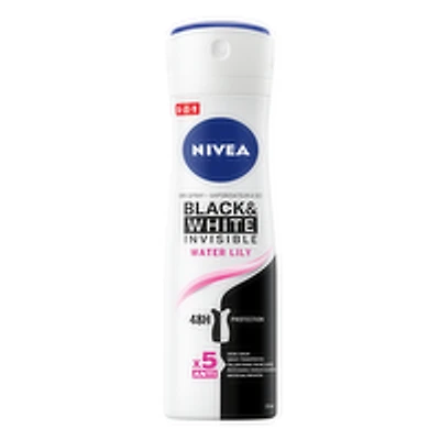 Nivea - Black & White Invisible Dry Spray, Water Lily, 150 Millilitre