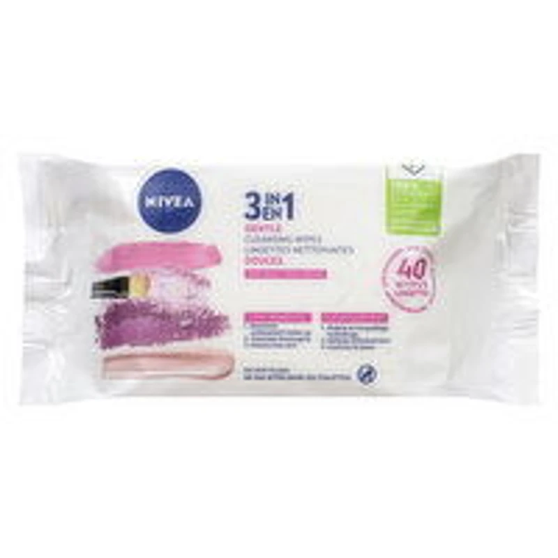 NIVEA - 3-In-1 Biodegradable Cleansing Wipes, 40 Each