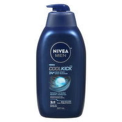 Nivea - Men Cool Kick 3 in 1 Shower Gel - Refreshing & Icy Menthol, 887 Millilitre