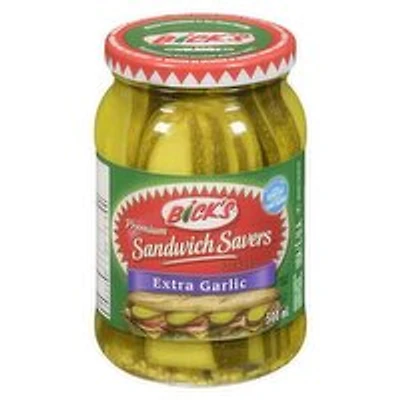 Bick's - Sandwich Savers Extra Garlic Dill Pickles, 500 Millilitre