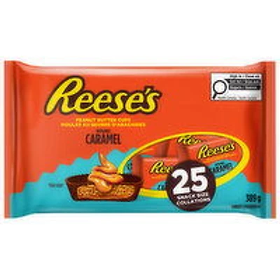 Reeses - Peanut Butter Cups with Caramel, Snack Size - 25 count, 389 Gram