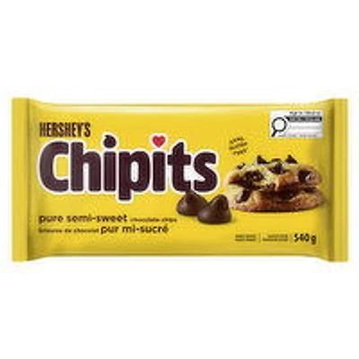 Hersheys - Chipits Pure Semi Sweet Chocolate Chips, 540 Gram