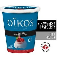 Oikos - Greek Yogurt  High Protein 0% M.F. Strawberry Raspberry, 650 Gram