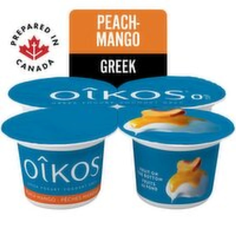 Oikos - Peach Mango Greek Yogurt 0% M.F., 4 Each