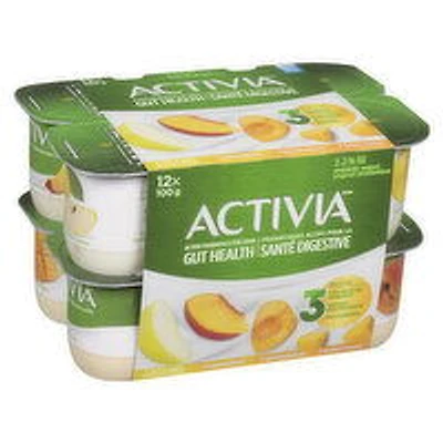 Activia - Probiotic Yogurt- Yellow-Apple/Apricot/Peach/Mango, 12 Each