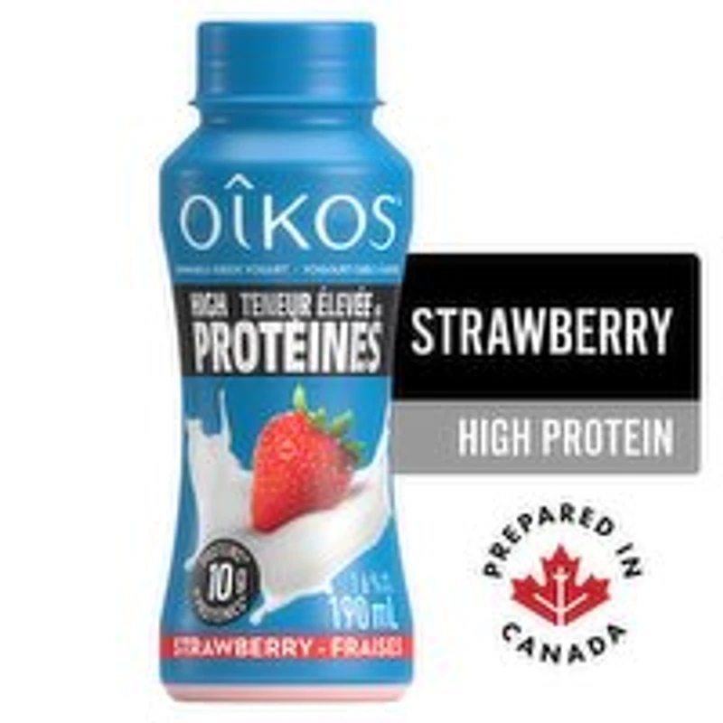 Oikos - Drinkable Greek Yogurt High Protein Strawberry, 190 Millilitre