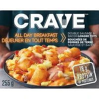 Crave - All Day Breakfast Double Sausage and Bacon Tots, 255 Gram