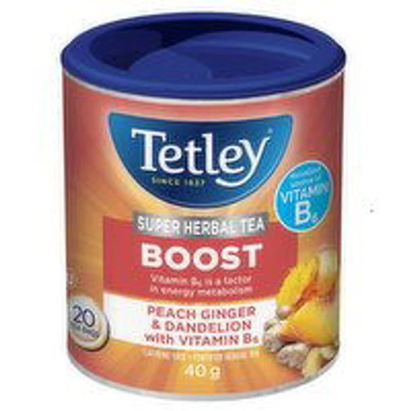 Tetley - Super Herbal Tea Boost Peach, 20 Each