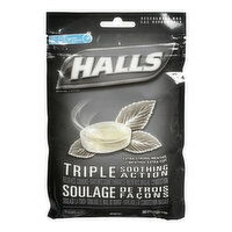 Halls - Triple Soothing Action Cough Drops - Extra Strong Menthol, 30 Pack, 1 Each