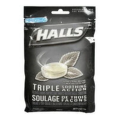 Halls - Triple Soothing Action Cough Drops - Extra Strong Menthol, 30 Pack, 1 Each