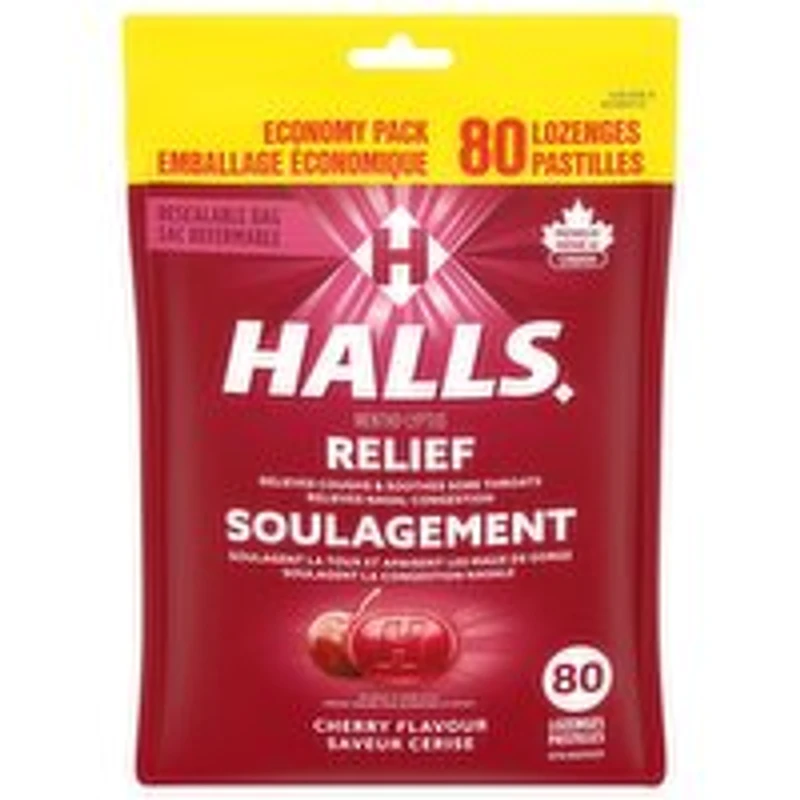 Halls - Cough Lozenges - Cherry, 80 Each