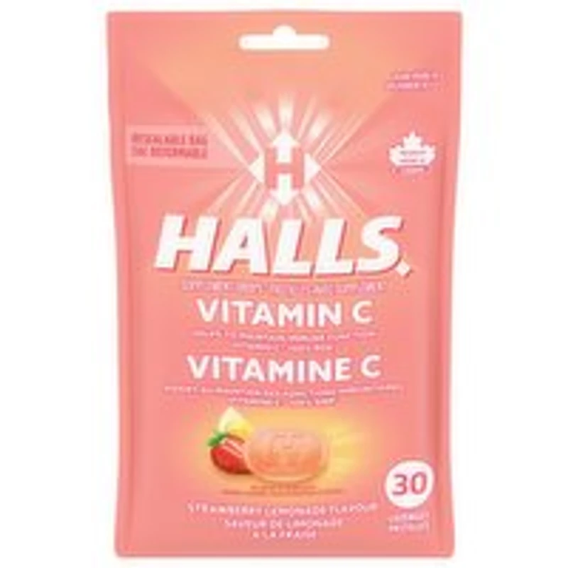 Halls - Vitamin C Strawberry Lemonade Drops, 30 Each